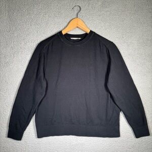 EVERLANE The Organic Cotton Long-Sleeve Crewneck in Black Size Large